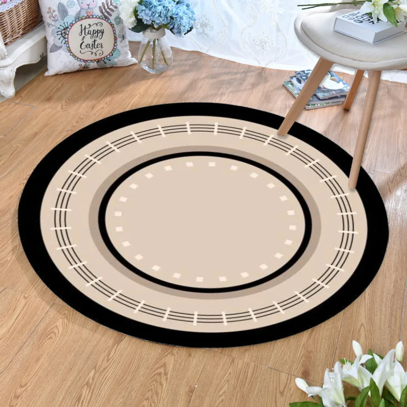 VIKAMA Round Carpet Luxury Bedroom Bedside Rug Living Room Sofa Coffee Table Study Armchair Sound Insulation Pad Home Decoration
