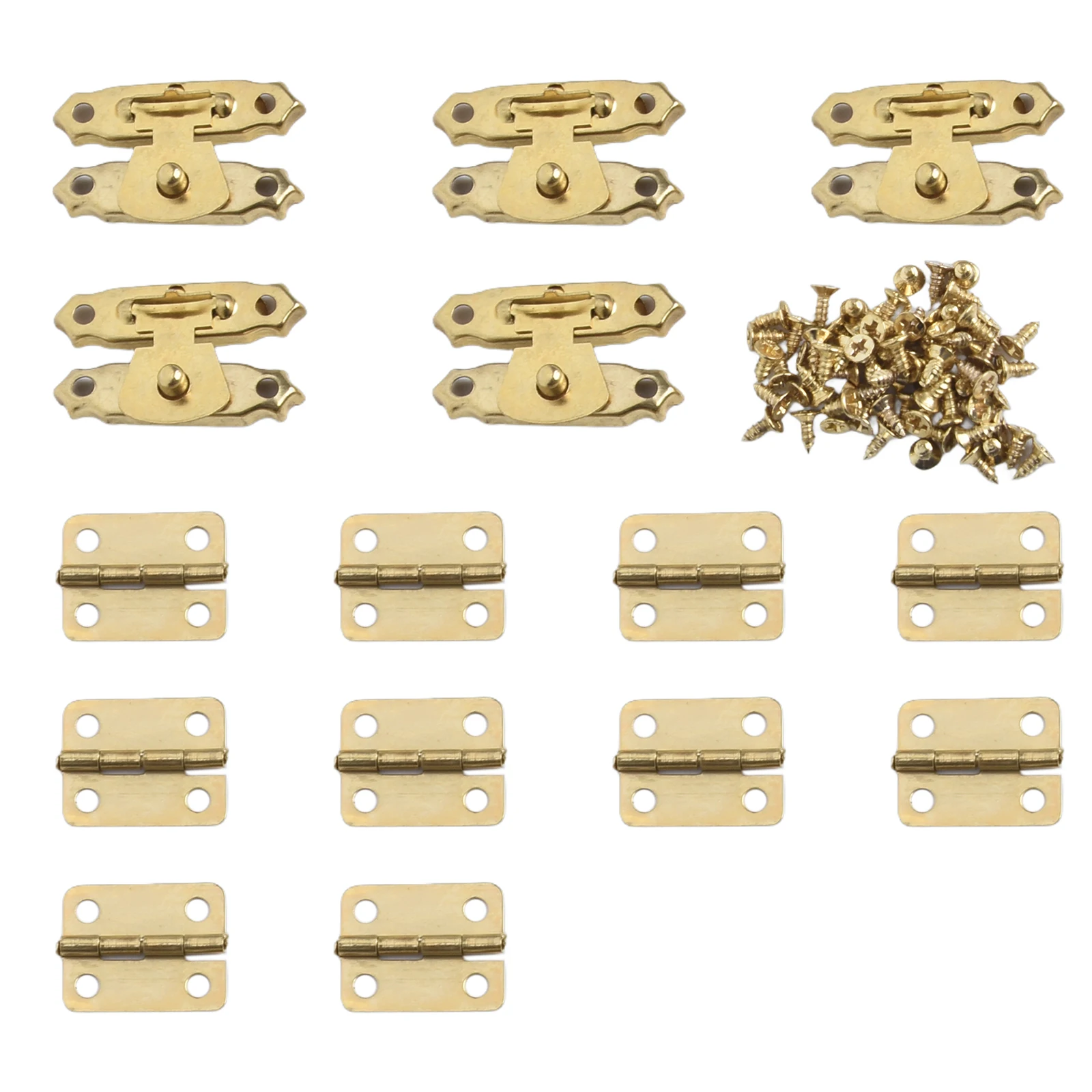 5set Furniture Cabinet Hinges With Jewelry Wooden Box Case Toggle Hasp Latch Iron Vintage Hardware Furniture Accessories