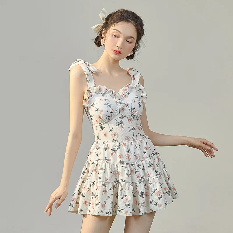 

Swimsuit Women Summer 2023 One-piece Swimwear Female Skirt Bathing Suit Push Up Slimming Korean Swimdress