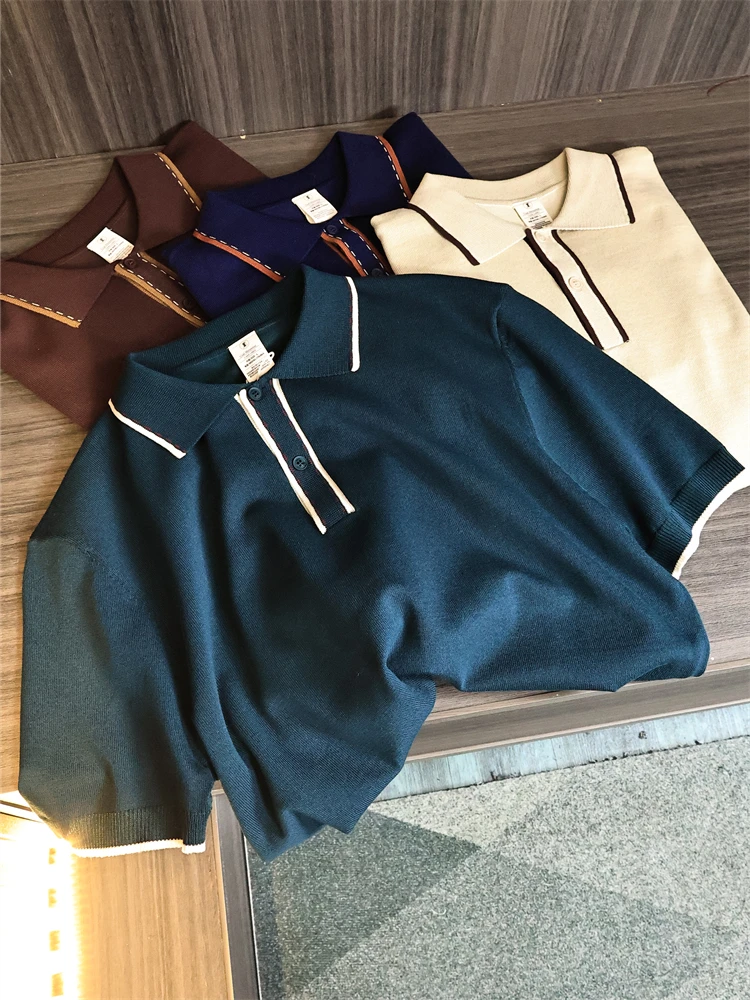 

Мужская цветная трикотажная одежда в стиле ретро в американском стиле Casual irt Весенний сезон Faion Urban Youth ort Sve Crew Ne