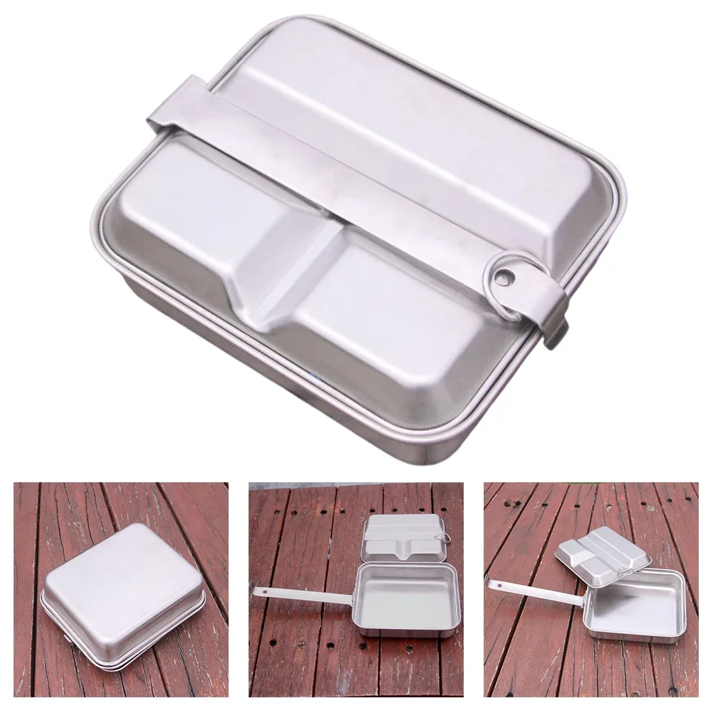 

Portable Square Lunch Box Stainless Steel Food Holder Pan Lunch Container For Students&Office Workers Outdoor Camping Tableware