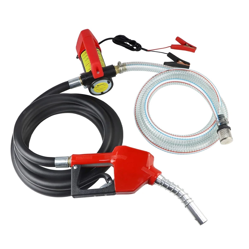 Portable 175W Electric Gear Pump Tanker 12V 24v Diesel Conveyor Belt Mobile Gas Station Metering Nozzle
