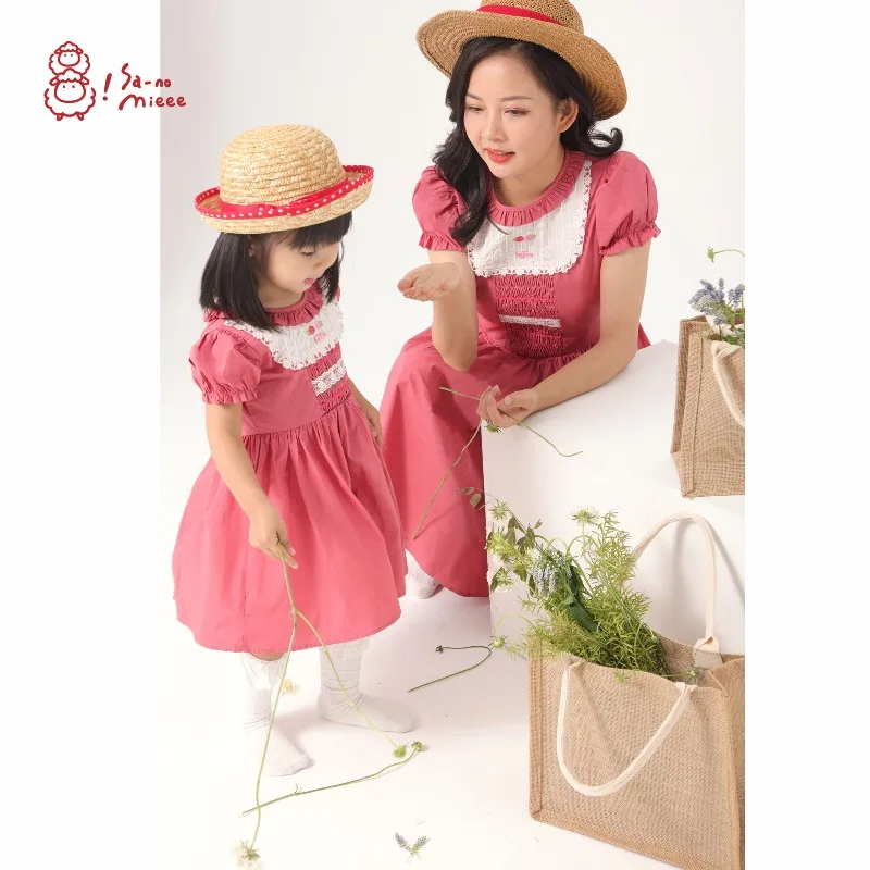 baby-one-year-old-mother-and-daughter-boutique-dress-rose-red-dress-girls-summer-parent-child-mori-pastoral-dress