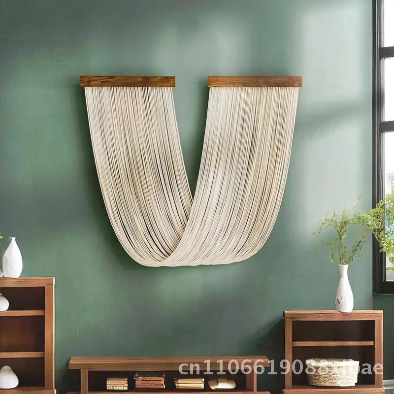 

Minimalist Bohemian Nordic Style Hand-woven Cotton Rope Tapestry Wall Hanging Home Decoration Green/Brown/Blue 38x200cm