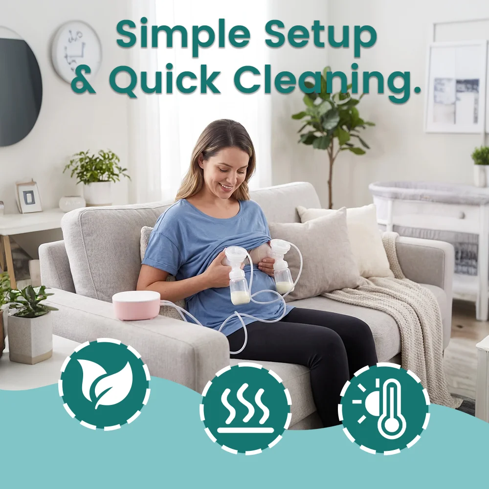 Double Electric Breast Pump, Upgraded Anti-Backflow Design, USB-C Rechargeable Built-in Lithium Battery, Ultra-Quiet Pain-Free S