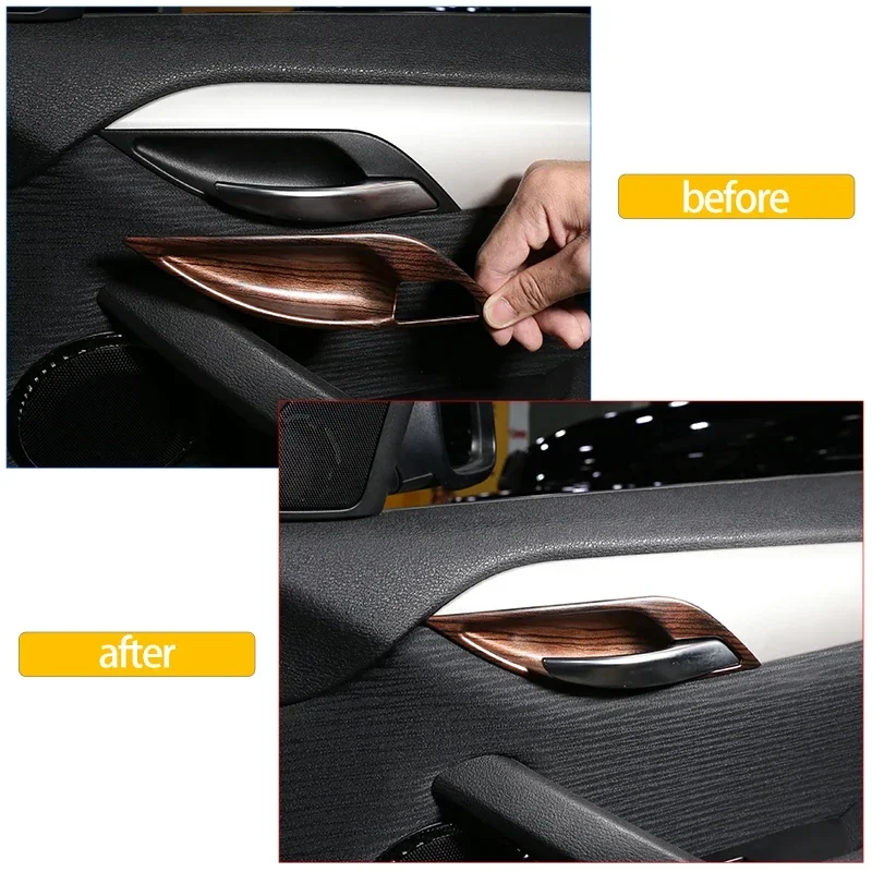 

For BMW X1 E84 2011-2015 ABS Carbon Fiber Car Door Handle Bowl Frame Trim Cover Molding Stickers Car Interior Accessories 4Pcs