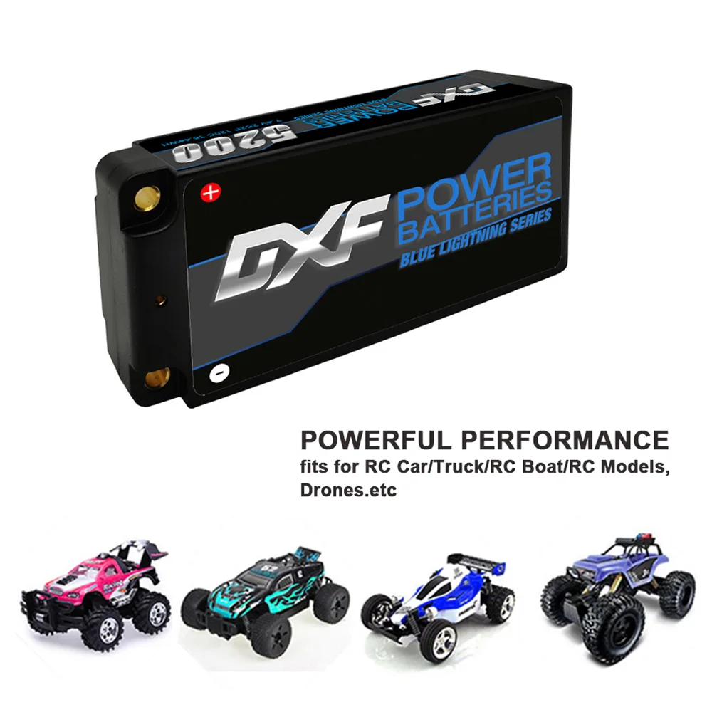 DXF 2S Shorty Lipo batteria 5200mAh 6300mAh 7000mAh 7.4V 7.6V 5mm T Plug Hardcase per 1/10 Buggy Car Truck RACING Helicopter