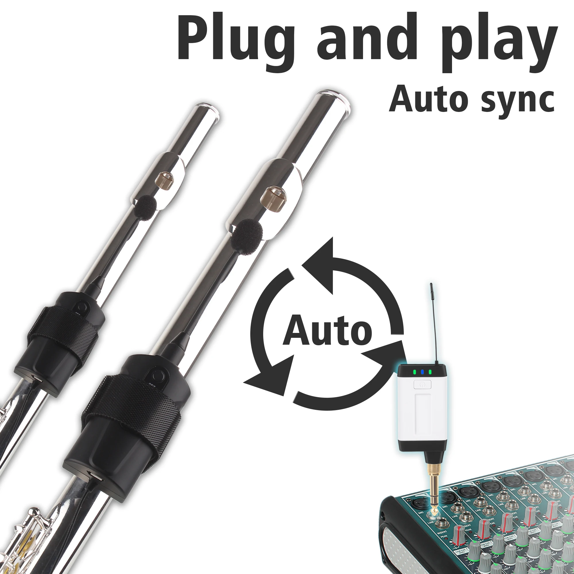 Imagem -03 - Microfone Duplo Flauta q2 Dt5 Instrumento Uhf Microfone sem Fio Micro-gooseneck Pegar Receptor e Sistema de Transmissor