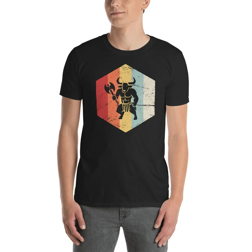Camiseta Retro de minotauro, camiseta Unisex de mitología griega antigua, camisetas gráficas, ropa de calle Retro, camiseta de manga corta con cuello para hombre
