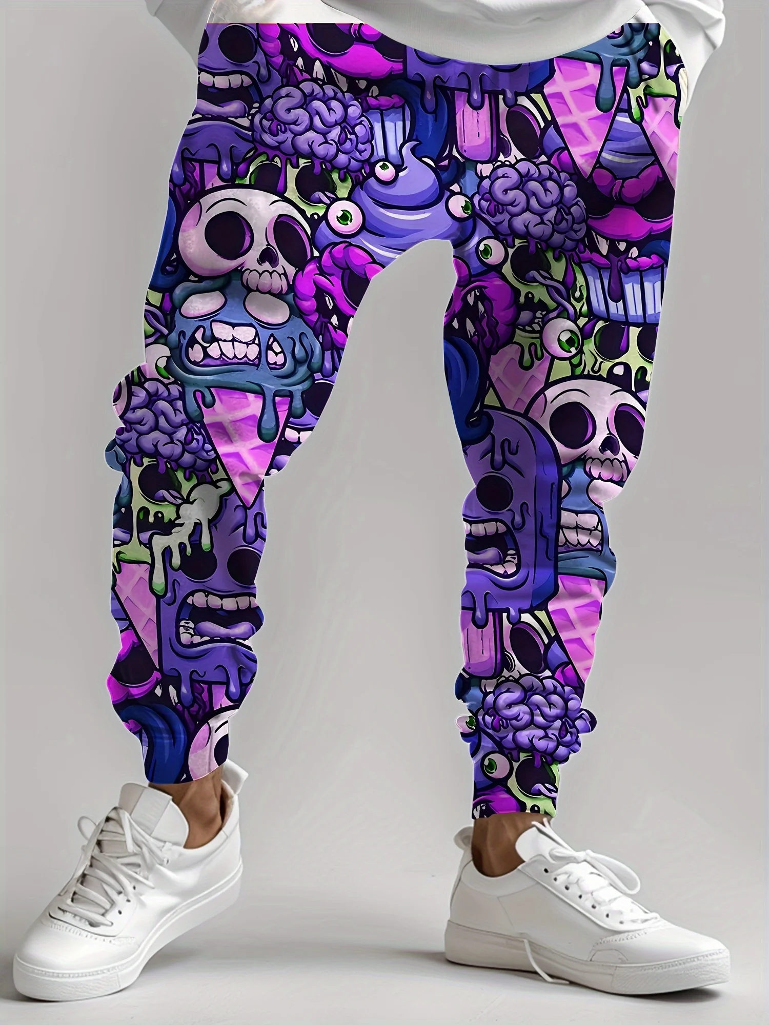 

Fashion Men's 2025 Sweatpants Skull Printed Joggers Slim Fit Pants Casual Lounge Pants with Pockets Autumn Winter Streetwear