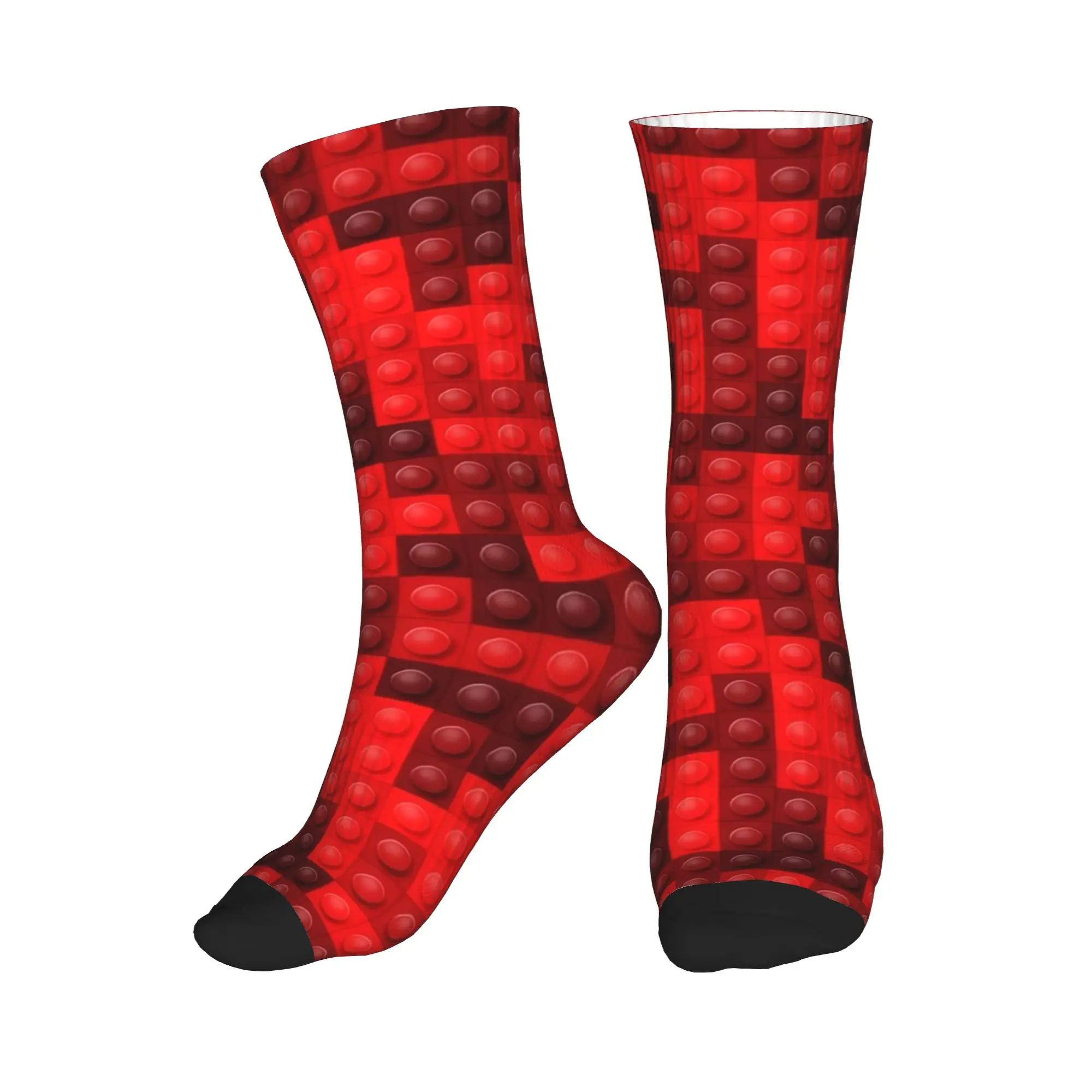 Couple Socks Red Gradient Building Blocks Pattern Stockings Spring Gothic Warm Soft Socks Graphic Outdoor Sports Anti Skid Socks