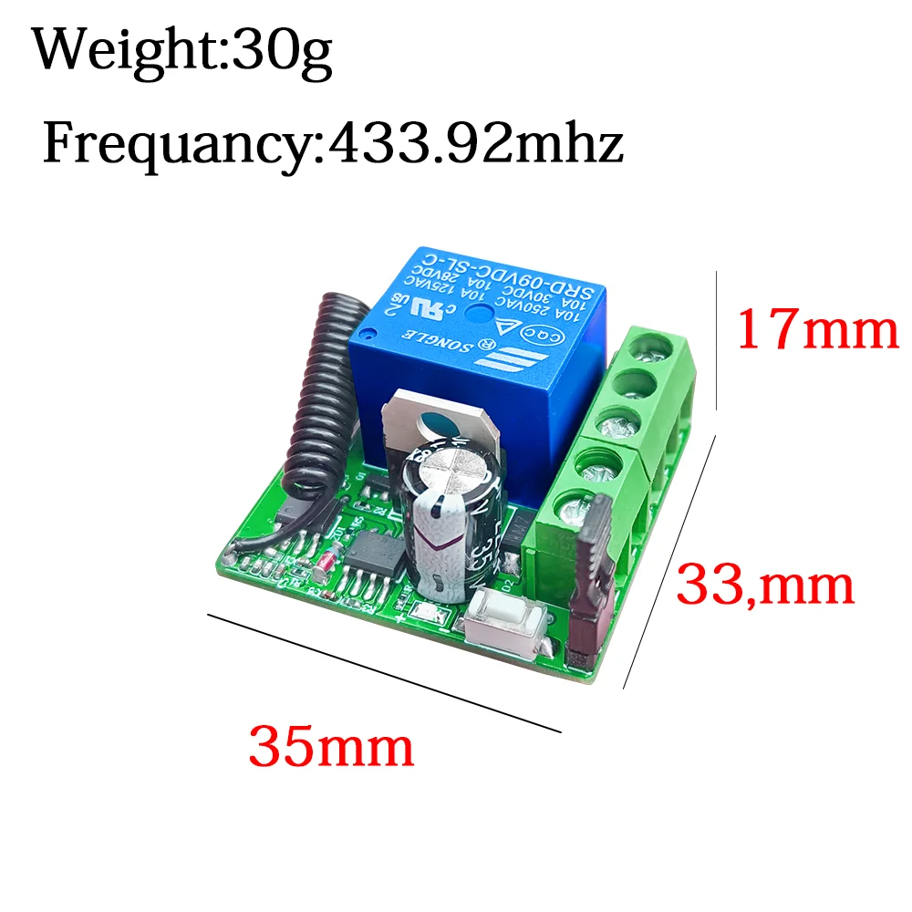433MHz Gleichstrom 12V 24V 30V Funk fernbedienung schalter 1-Kanal-Relais 433MHz Empfänger modul zum Erlernen von Code-Sender fernbedienungen