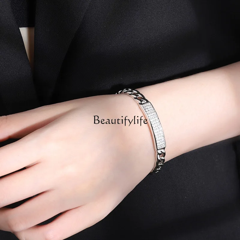 European and American micro-inlaid zircon full diamond bracelet open gold-plated hollow chain