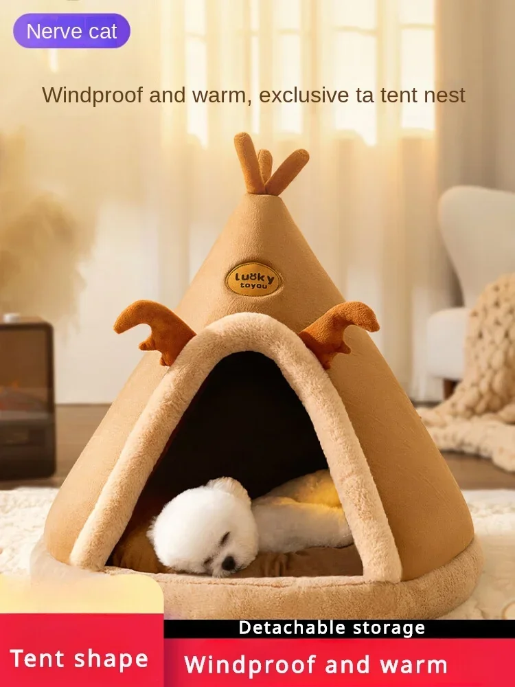 Dog kennel for all seasons small dog tent type winter warm closed internet celebrity cat mat dog kennel teddy