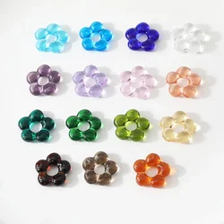 2PCS Glass Flower Pendant Lucite Flower Charms for Jewelry Making Necklace Findings DIY Handmade Accessories 25mm