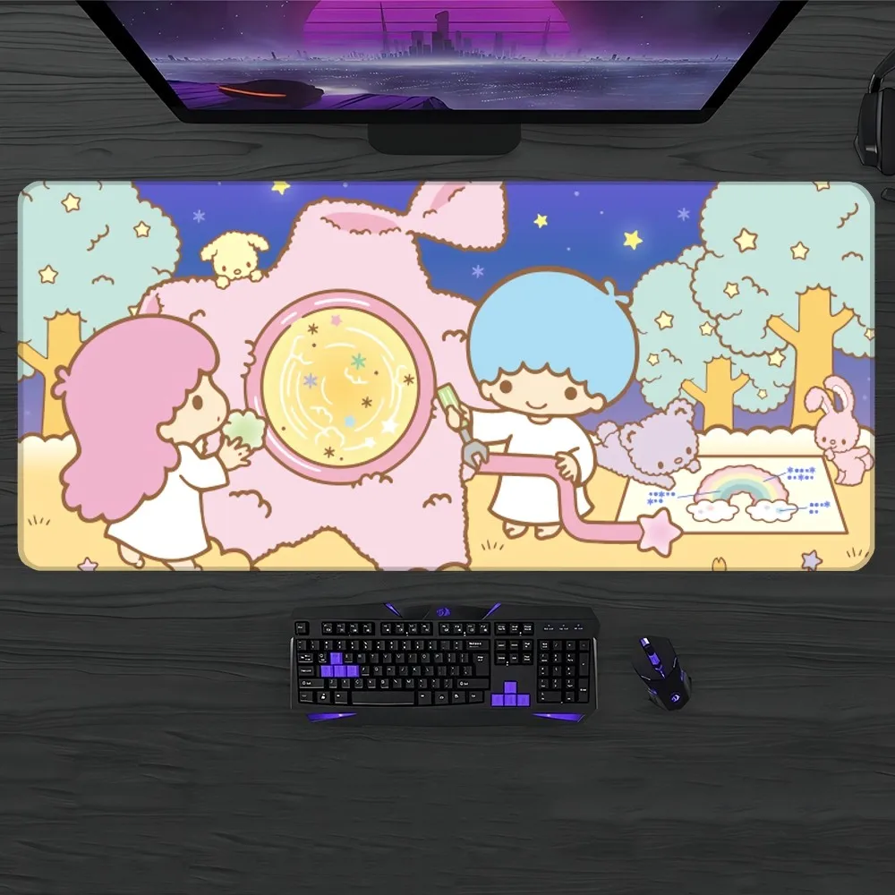 Little Twin Stars Mouse Pad Gamer Pc Gaming Accessories Rubber Mat XXL Deskmat Mats Keyboard Cabinet Mause Laptops