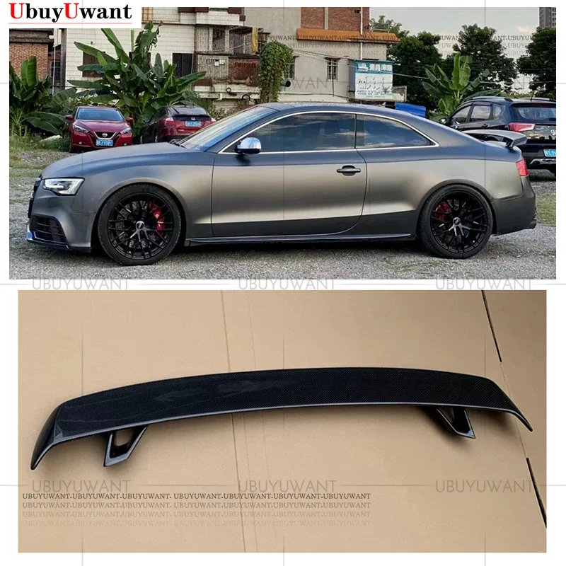 UBUYUWANT For AUDI A5 B8 Sedan 2008-2014 Year Spoiler S5 Carbon Fiber Look Rear Trunk Wing Car Body Kit Accessories