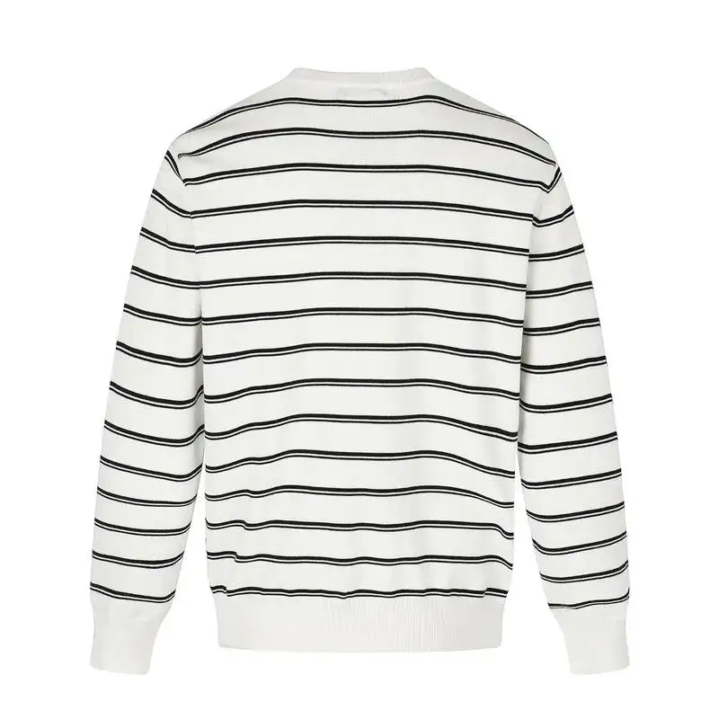 O-neck Colorblocked Striped Longsleeve Knit Long Sleeve T-shirt For Men Women Loose Casual Versatile Pullover Top GJ1D