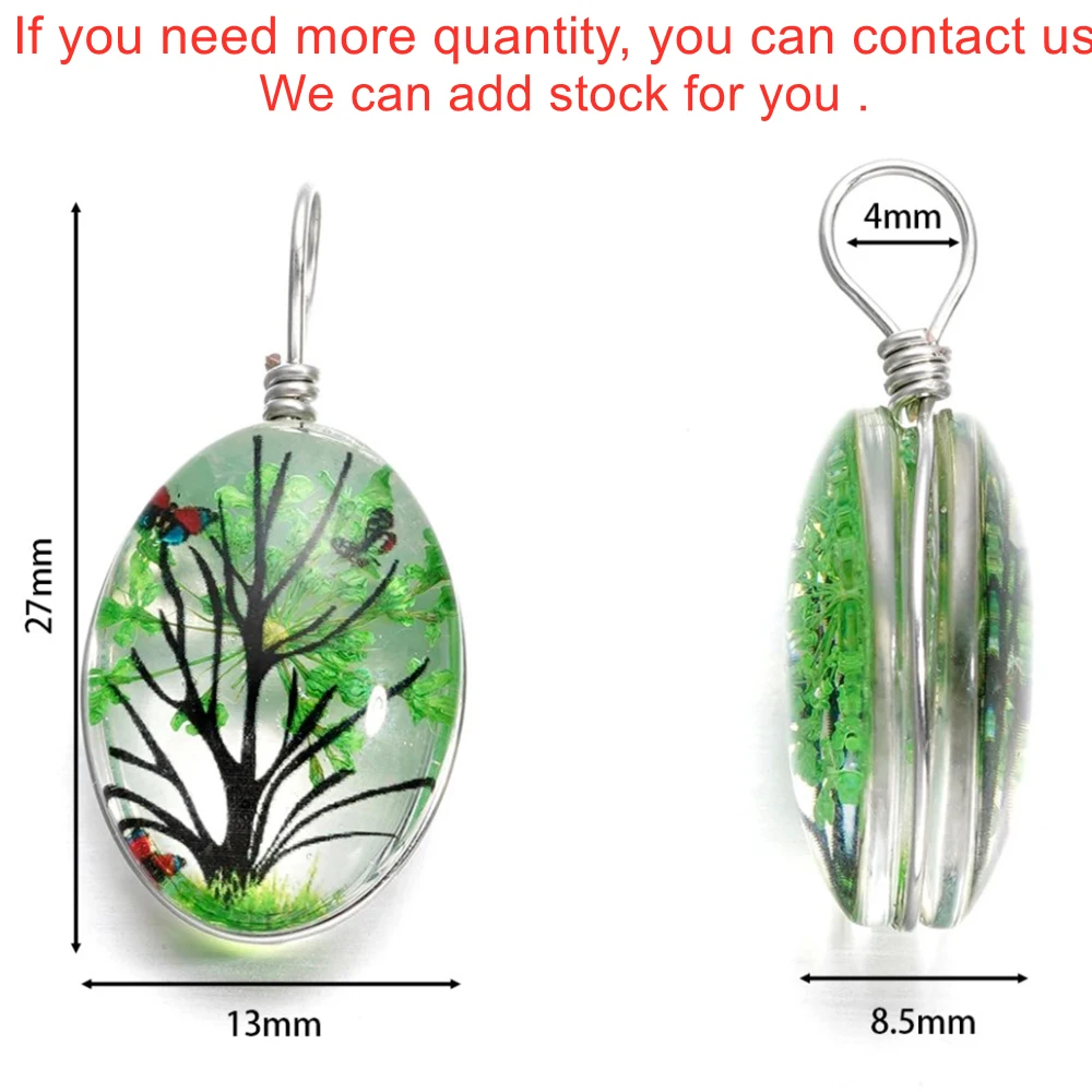 5pcs/lot 13*27mm Crystal Glass Real Dried Flower Oval Pendants for DIY Handmade Jewelry Bracelet Necklace Making Supplies