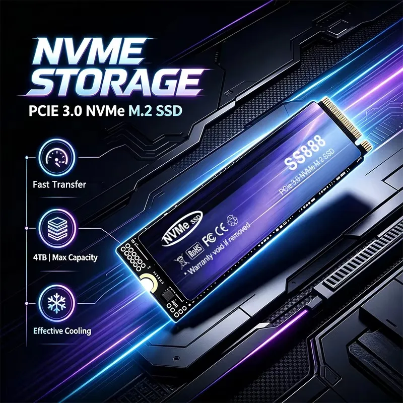 Fast SS888 M.2 2280 NVMe SSD 4TB 2TB 1TB 500GB PCIe 3.0 Built-in Solid State Drive Gaming SSD for Notebook PC HDD 2026 New