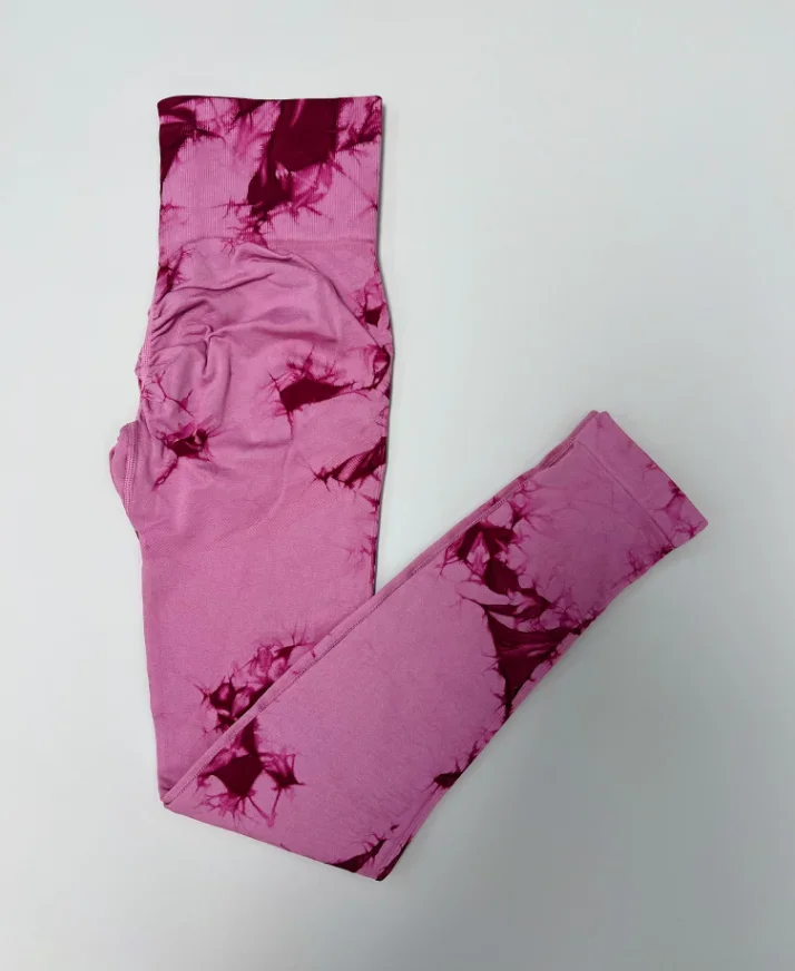 Mallas Tiedye Scrunch sin costuras para mujer, mallas de Yoga de cintura alta para exteriores, entrenamiento elástico, deportes, entrenamiento de gimnasia, Joggers, color vino tinto