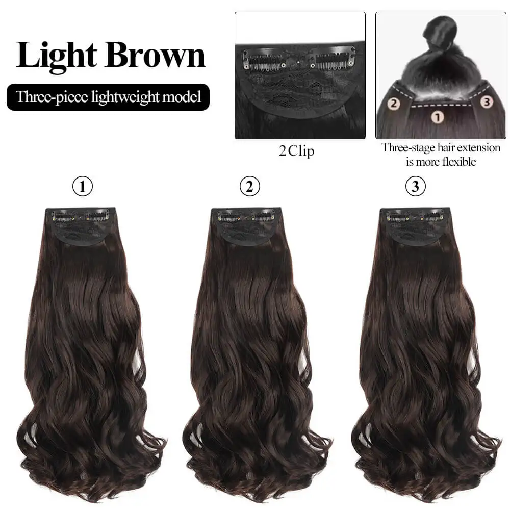 الاصطناعية 3 قطعة/المجموعة كليب في وصلات الشعر 50 سنتيمتر طويلة متموجة سميكة آدمي للنساء كامل رئيس خصلات شعر الشعر الطبيعي وهمية
