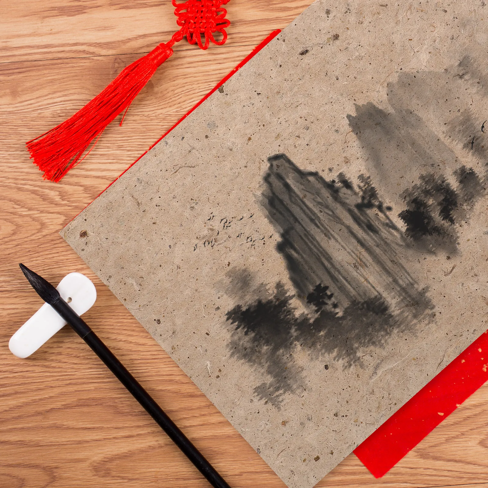 20Pcs Authentic China Style Bark Paper 37x27cm Textured Handmade Calligraphy Sheets for Painting Decoupage Rice Paper Crafts