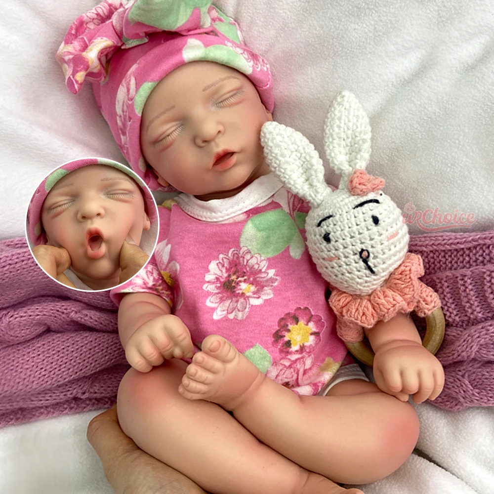 

42cm Weighted Full Soft Silicone Reborn Baby Girl Handmade Visible Veins Washable Doll for Collectible Christmas Gift