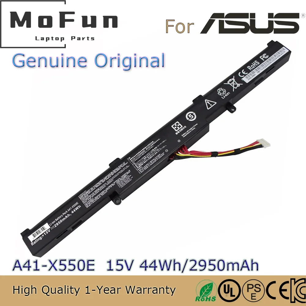 

Brand New Original A41-X550E 15V 2950mAh Laptop Battery for ASUS X450E X450JF X550Z X550ZA X751M X750J F751MJ Series etc.