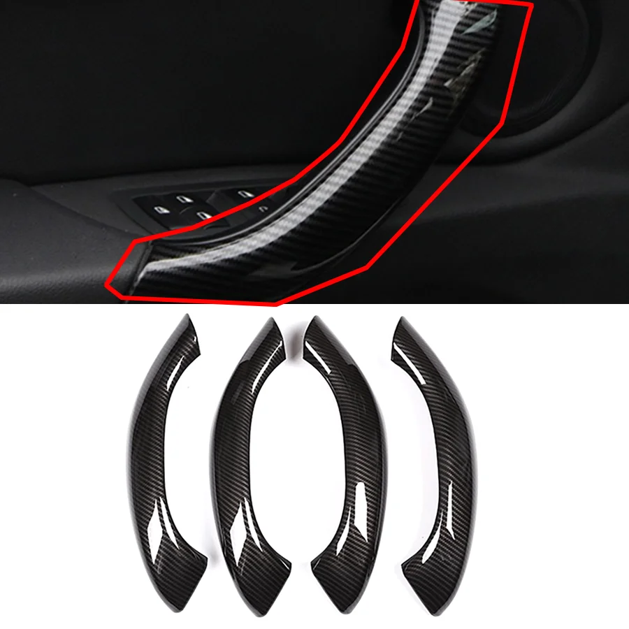 

Wooeight 4Pcs ABS Carbon Fiber Car Inner Door Handle Frame Cover Trim Sticker Decoration Styling Fit For BMW X1 X2 2016-2022