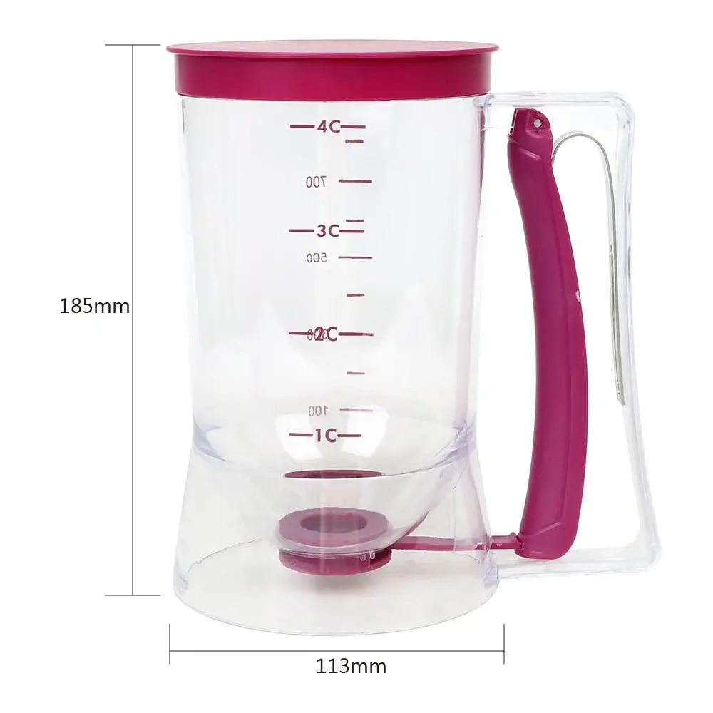 Dispensador de pasta de farinha de massa 900ml para cupcakes, biscoitos, bolo, muffins, copo de medição, creme, dispensadores de massa de panqueca