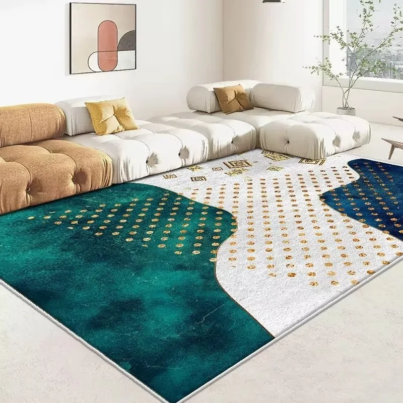 Modern Luxury Green Golden Colour Bedroom Carpet Large Area Decorative Rug for Living Room Non-slip Washable Lounge Floor Mat