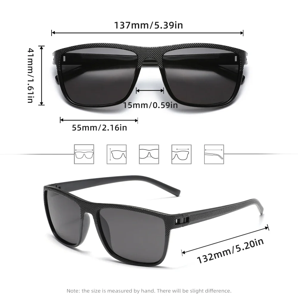 الرجال النساء النظارات الشمسية الكلاسيكية خفيفة المضادة للوهج إطار مربع الذكور نظارات UV400 القيادة السفر نظارات