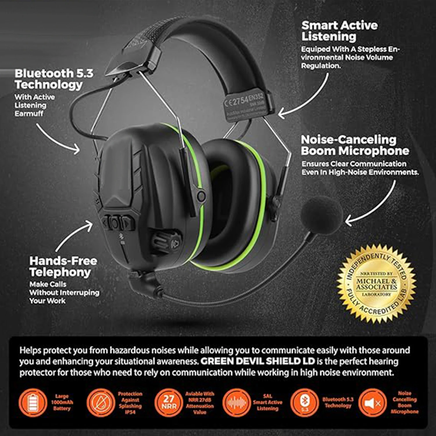 

GAE-8500 Head mounted active noise cancelling pickup earphones, electronic Bluetooth communication explosion-proof earphones