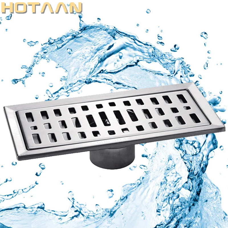 .  large-traffic stainless steel bathroom shower square floor waste grate sanitary 20cm x10cm floor drain YT-2102