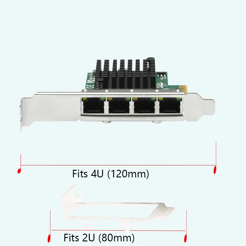 بطاقة PCIe X4 الصناعية رباعية المنافذ جيجابت إيثرنت 1350AM4 رقاقة 4x 1G RJ45 منافذ الرؤية/سطح المكتب/الخادم لنظام التشغيل Windows/Linux/Mac OS