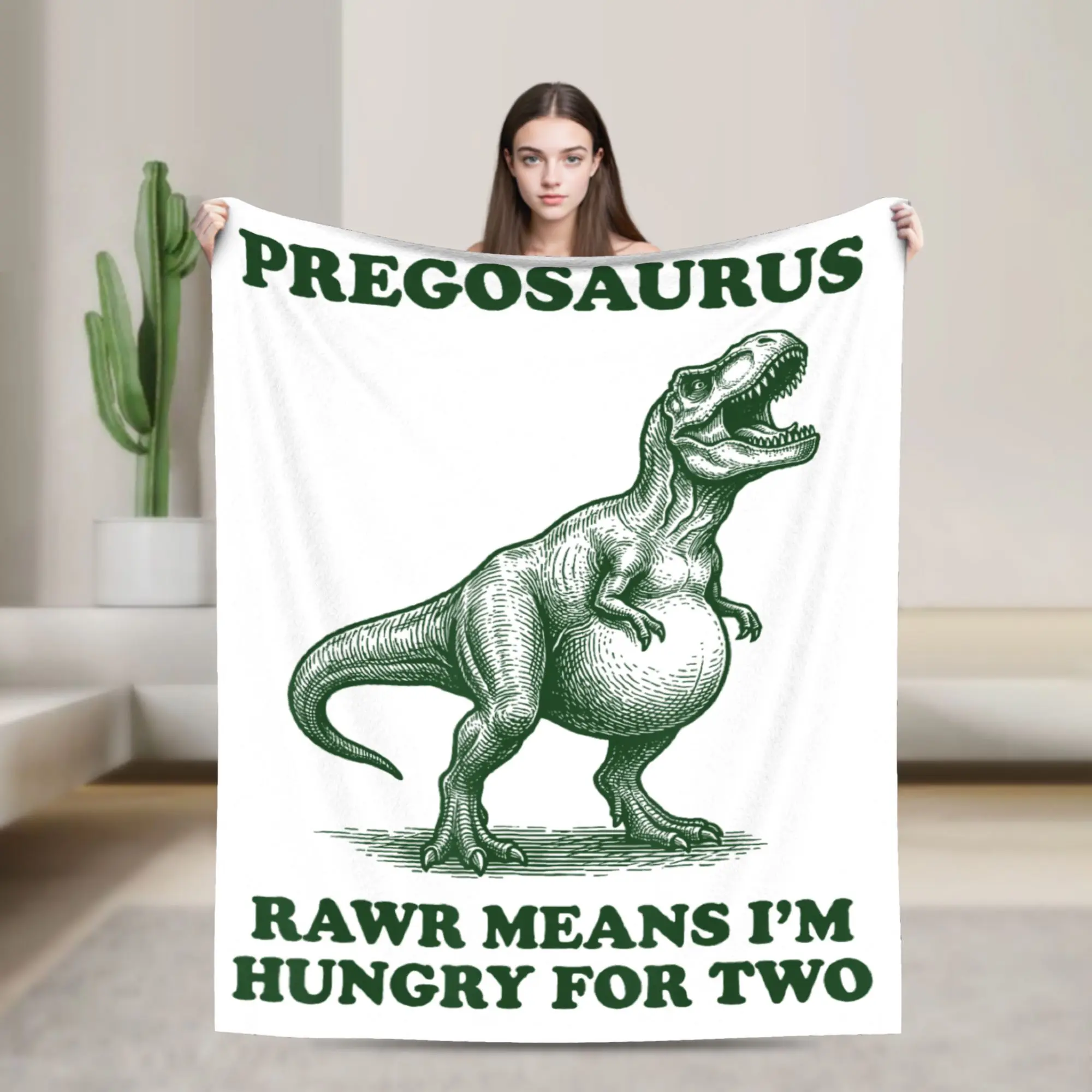 Pregosaurus Rawr Means I'm Hungry for Two Warm Cozy Blanket  Novelty Travel Throw Blanket Couch Chair Bedspread Sofa Bed Cover