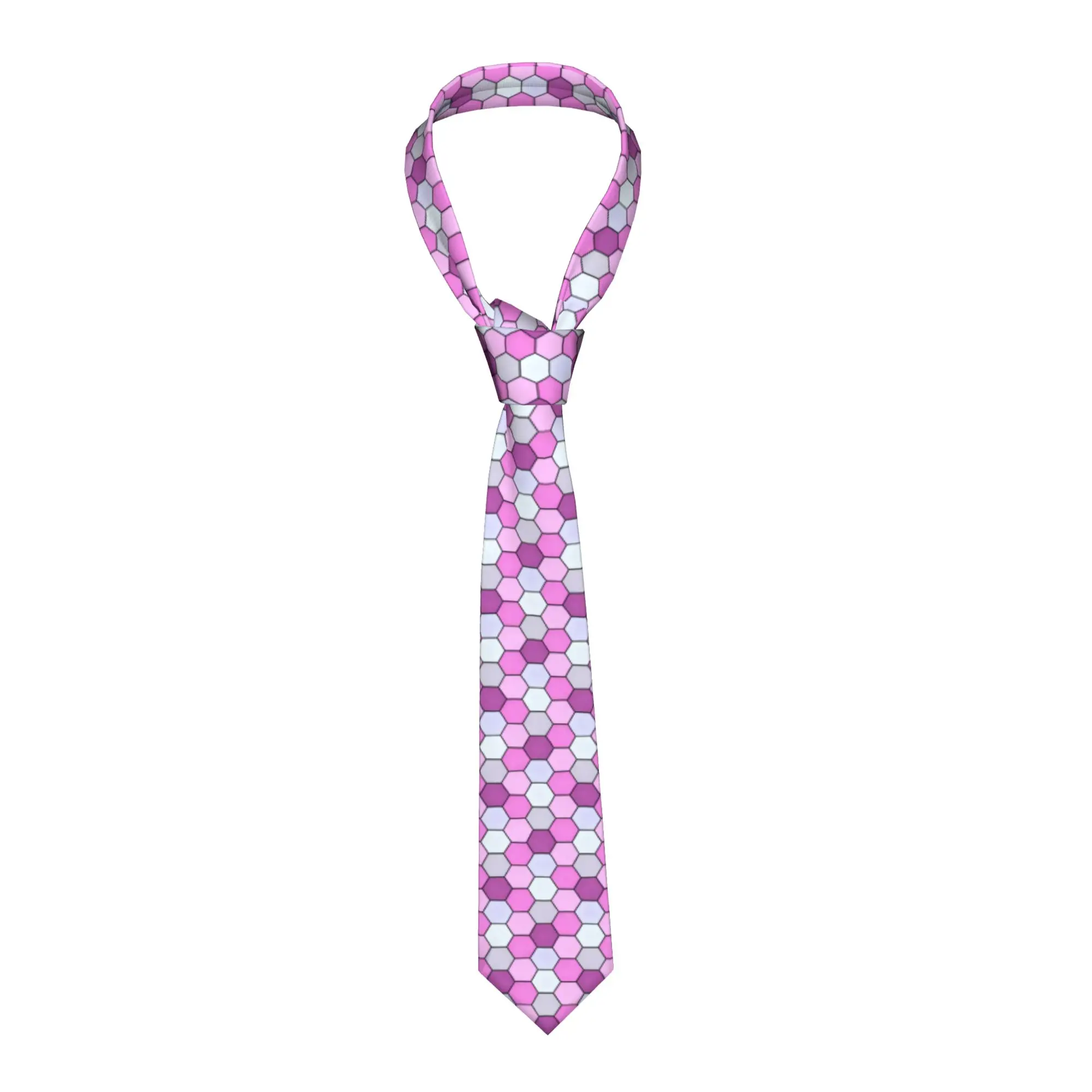 Honeycomb Geometric Hexagonal  Ties for Men Classic Rainbow Silk Party Neckties