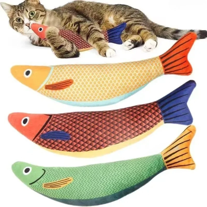 Cat Toy Contains Catnip for Self Pleasure and Relaxation 3D Simulated Fish Pillow Fish Interactive Sound Plush Toy