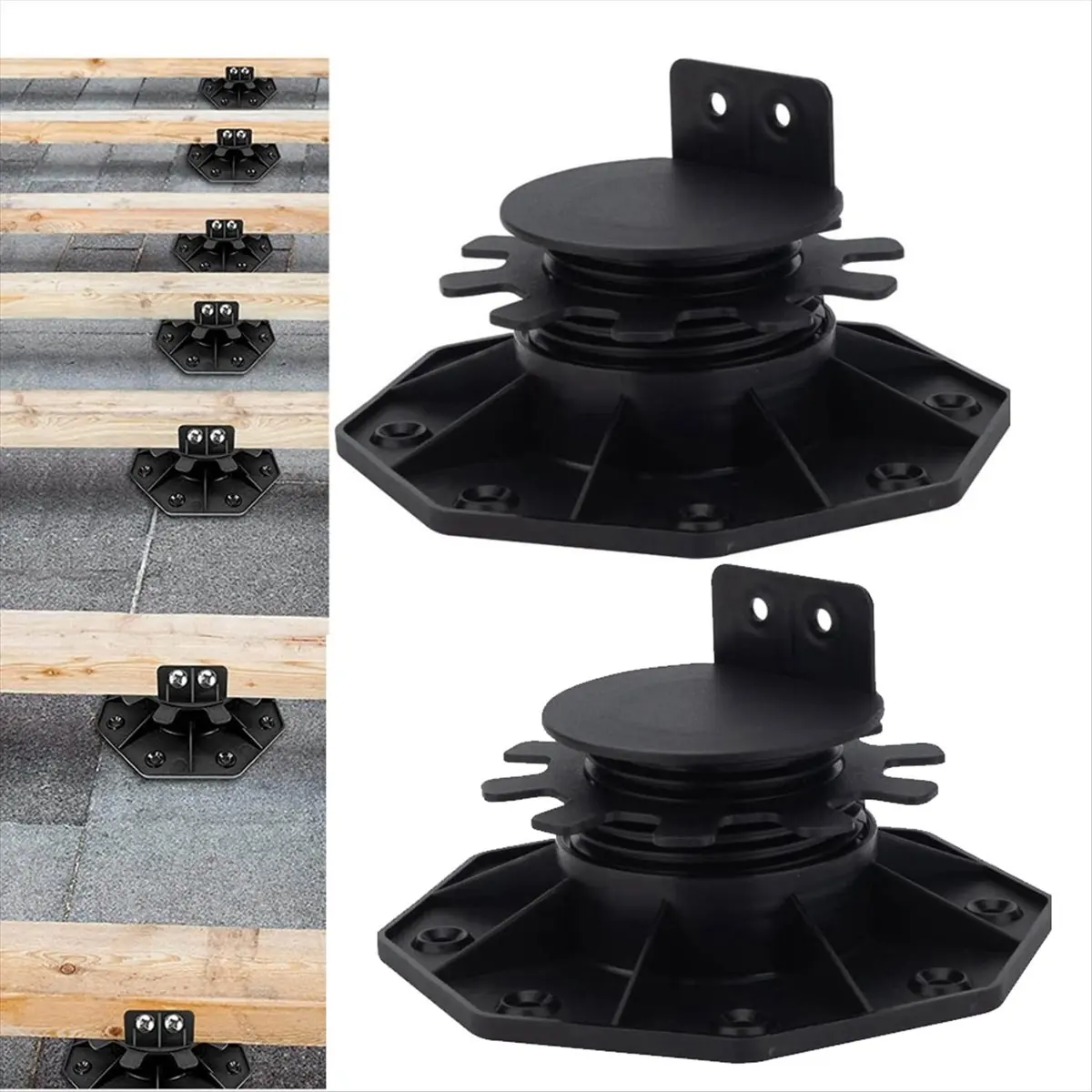 10Pack Adjustable Deck Support Pedestal Deck Foundation Base Support for Floating Deck Platform Deck Floor Height-A07G