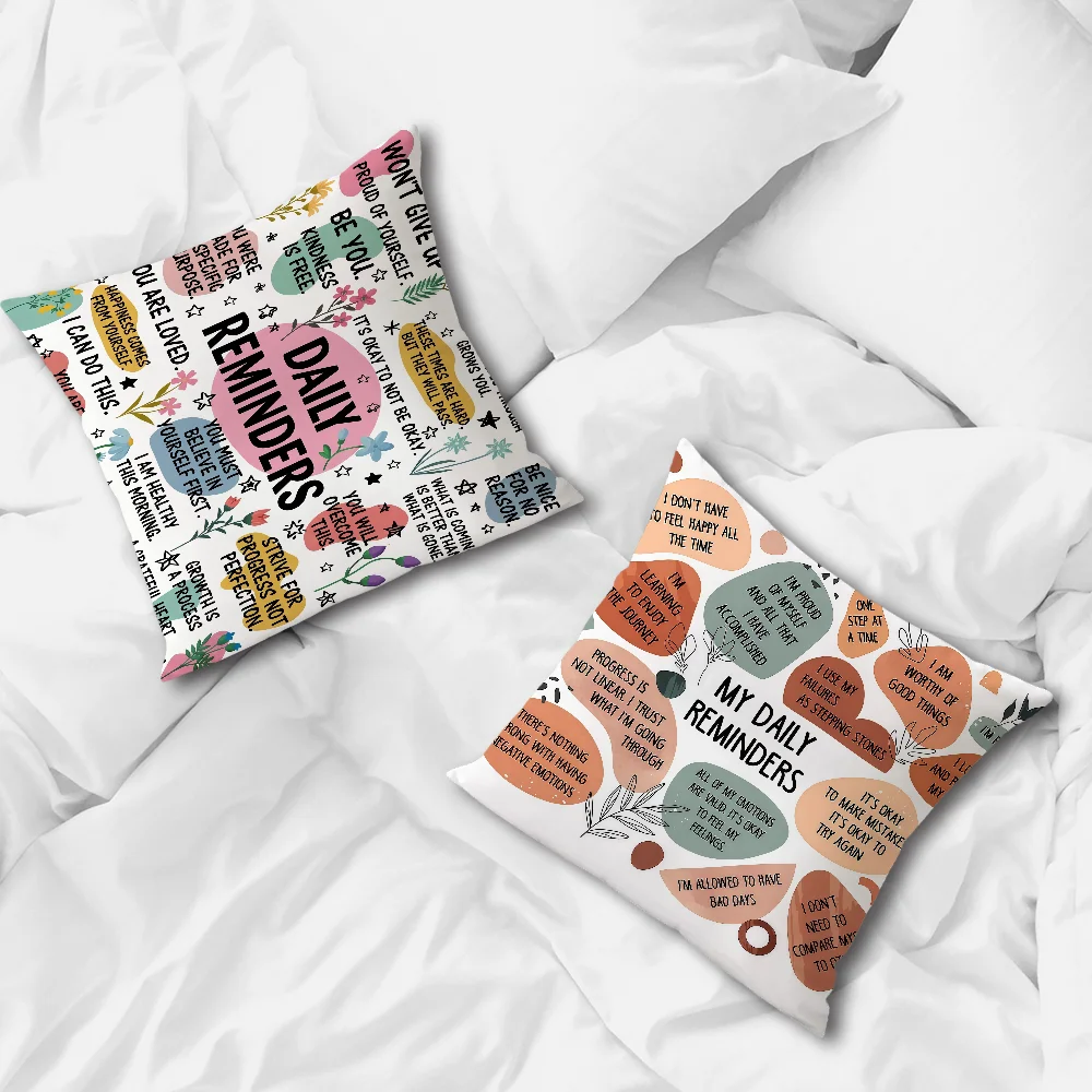 Inspirational Daily Reminder cushion cover Pillow Cover Home Sofa living Room Office Coffee Shop Car PillowCover