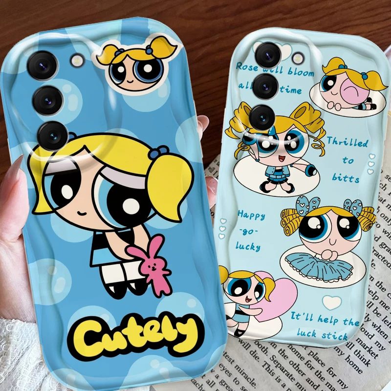 Cute P-Powerpuffs G-Girls For Samsung S24 S23 S21 S20 Ultra Plus FE A73 A72 A71 A51 A31 A05S A05 A04 5G Wave Oil Cover