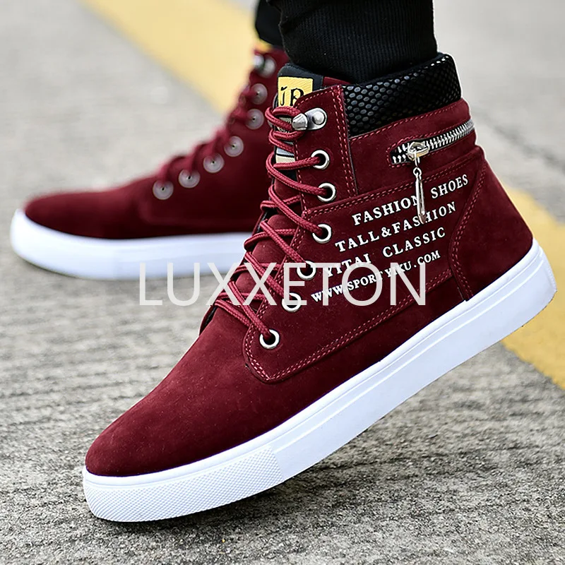 Spring and Autumn New Korean Edition Men Casual Sports Shoes High top Men's Lace up Casual Thick Sole Wear resistant Board Shoes