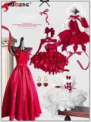 Christmas Red Lolita Princess Dress Women's Sweet Sleeveless Strapless Precise Elegant Dress Ladies Birthday Party Evening Dress