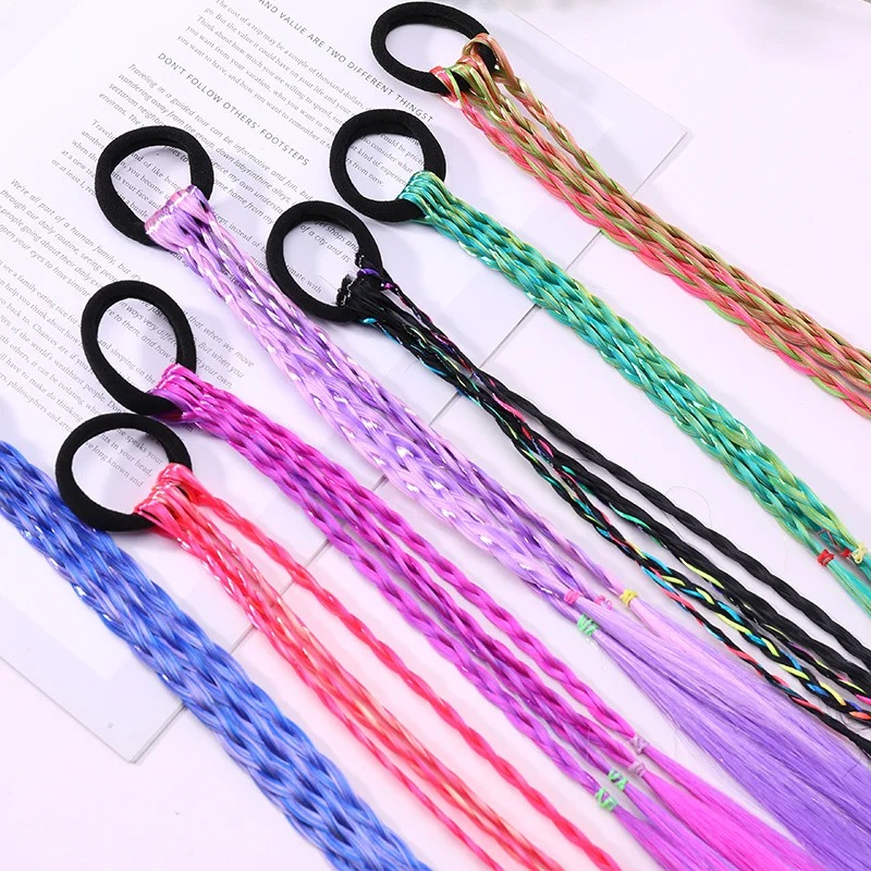 Girls Wig Braides Elastic Hair Rope Rubber Braides Hair Accessories Wig Ponytail Hair Ring Kids Twist Braid Rope Hair Braider