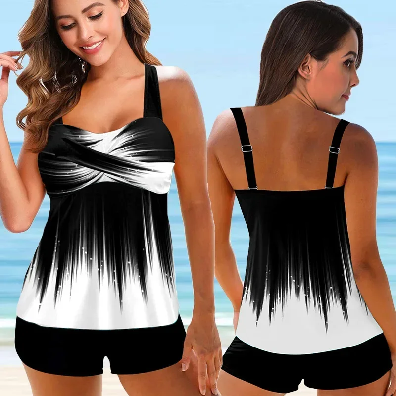 Mulheres beachwear nadar arco-íris fogo verão tankini monokini maiô duas peças conjunto de biquíni maiôs das mulheres S-6XL