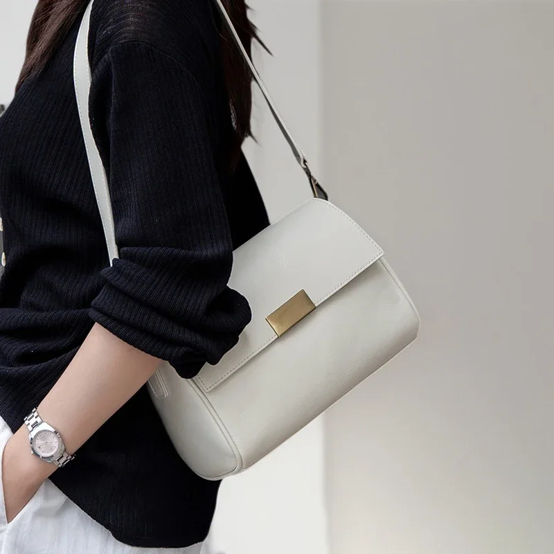 

Genuine Cowhide Leather Women's Shoulder Bag Crossbody Bag Retro Versatile Ladies Shoulder Bag Fashion Brand Accessories