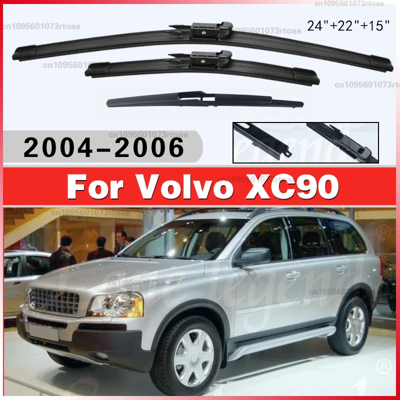 

24"+22"+15"3PCS Windshield Windscreen Window Cutter Accessories 2005 For Volvo XC90 MK1 2004-2006 Front Rear Wiper Blades
