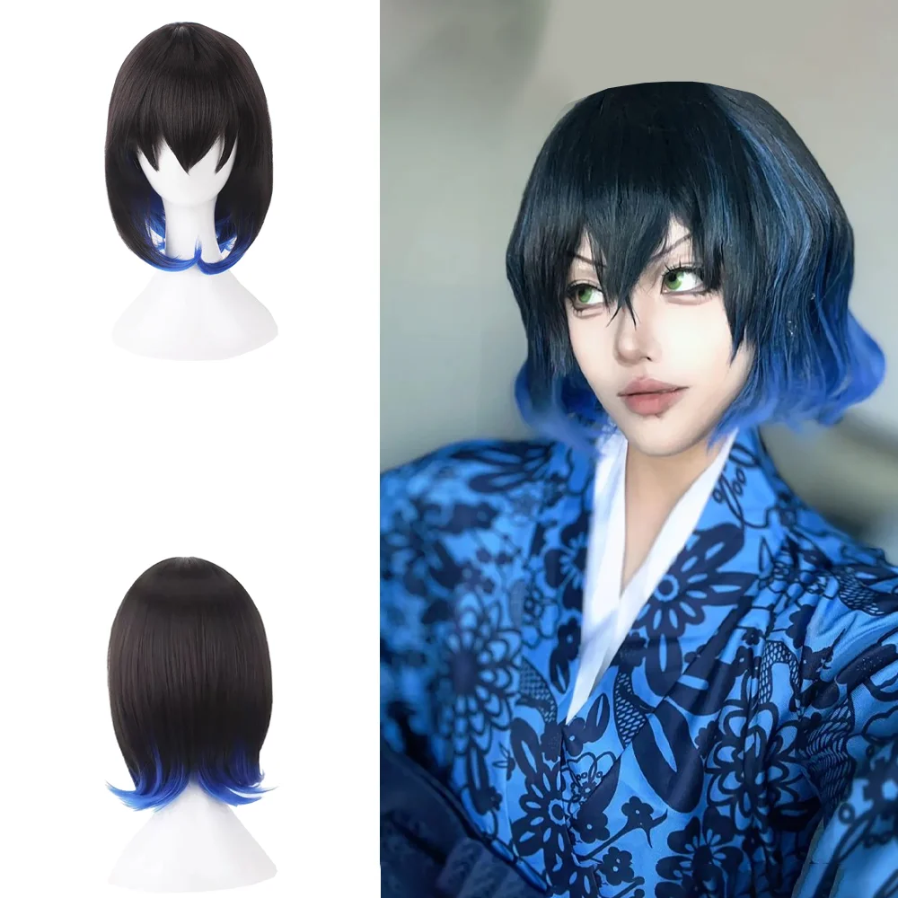 

Anime Demon Slaye Hashibira Inosuke‌ Cosplay Synthetic Hair Black And Blue Gradient Halloween Carnival Christmas Daily Party Wig