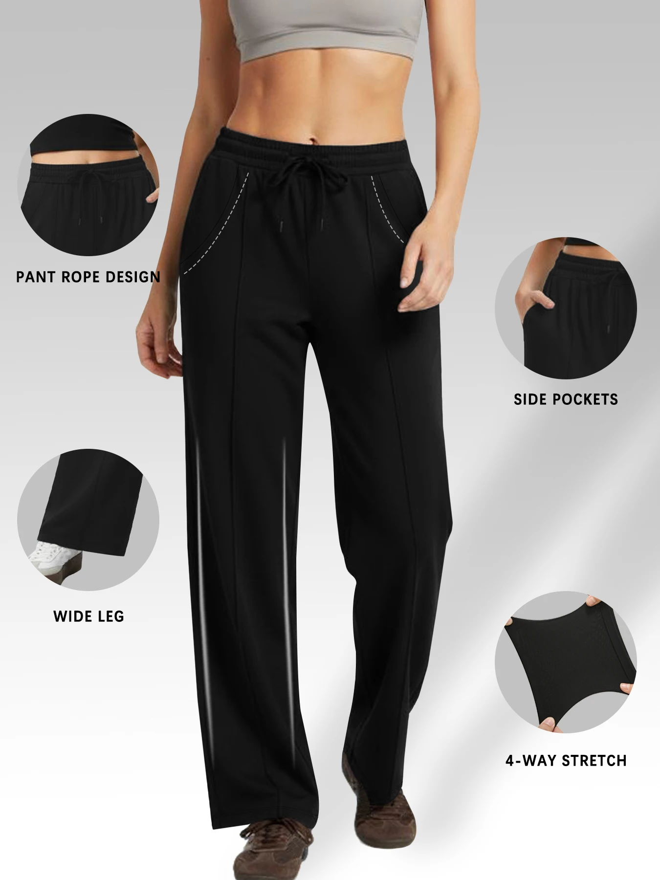

Womens Wide Leg Sweatpants with Pockets Loose Fit Athletic Sweatpants